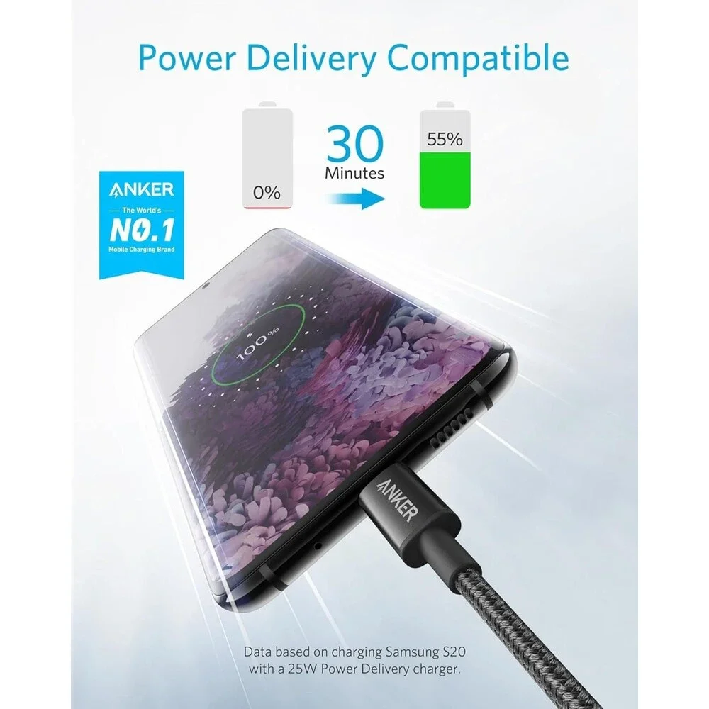 Anker USB-C to USB-C Cable 2-Pack, 6ft, 60W Fast Charging iPhone 17 & iPad mini6